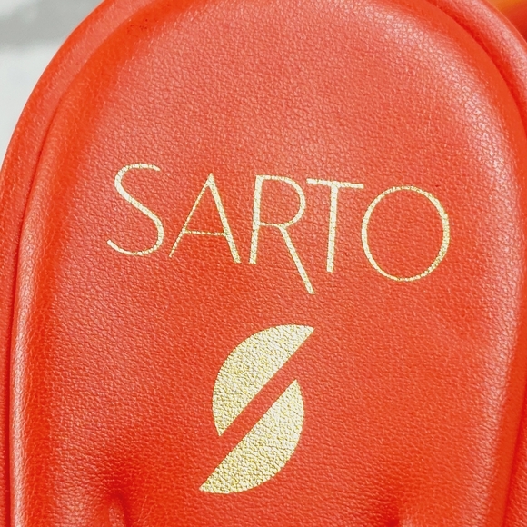 New Sarto By Franco Sarto Women's Red Leather Gwyneth Slide Flat Sandals V177 - Picture 9 of 12